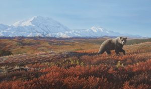 The Mountain and the Bear original wildlife painting by Wildlife Artist Clinton Jammer